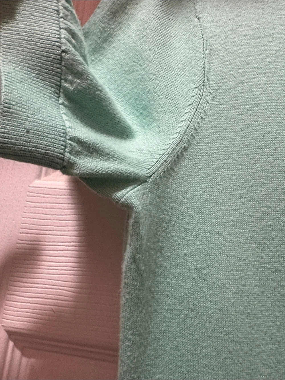 Kate Spade Short-Sleeve Mint Top with Contrasting Black Collar